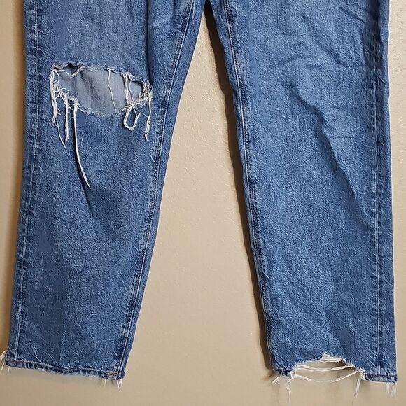 American Eagle 14 Long 90s Straight Distressed Blue Jeans - Picture 3 of 10